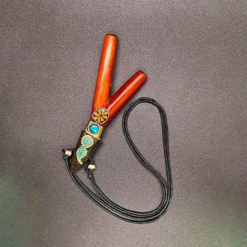 Kuripe Palisangre Of Pona Halsketting - Handgemaakt Met Ayahuasca, Pona, Palo Rosa, Palo Santo En Turquoise Stenen, Speciaal Artikel Voor Rapé Applicator.